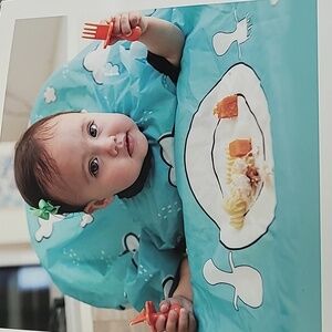 Grabease Baby  All Over Bib Teal Fun Cloud Pattern